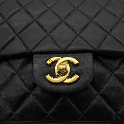 CHANEL VINTAGE CLASSIC FLAP MEDIUM CHAIN SHOULDER BAG BLACK LAMB SKIN 90286601 - PURPOSE