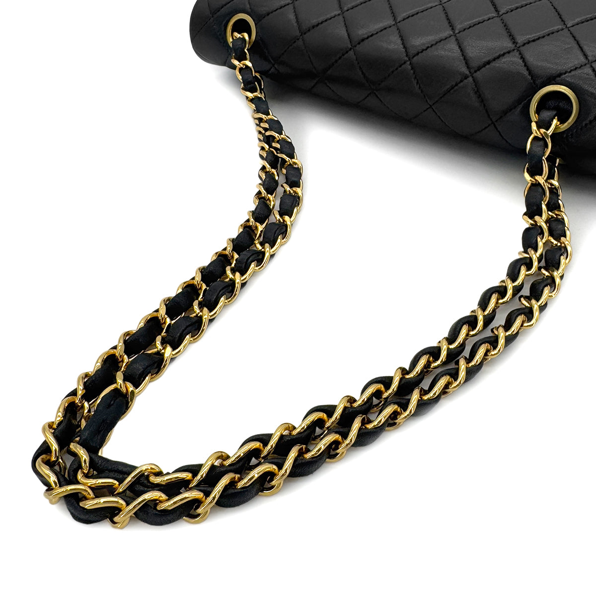 CHANEL VINTAGE CLASSIC FLAP MEDIUM CHAIN SHOULDER BAG BLACK LAMB SKIN 90286601