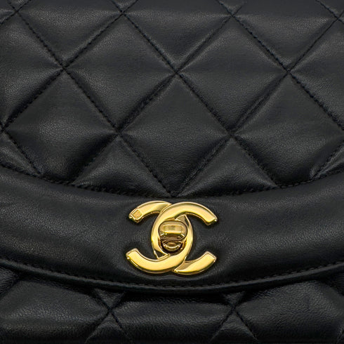 CHANEL VINTAGE DIANA SMALL CHAIN SHOULDER BAG BLACK LAMB SKIN 90286602 - PURPOSE