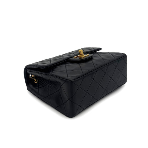 CHANEL VINTAGE MINI SQUARE 17 CHAIN SHOULDER BAG BLACK LAMB SKIN 90286603 - PURPOSE