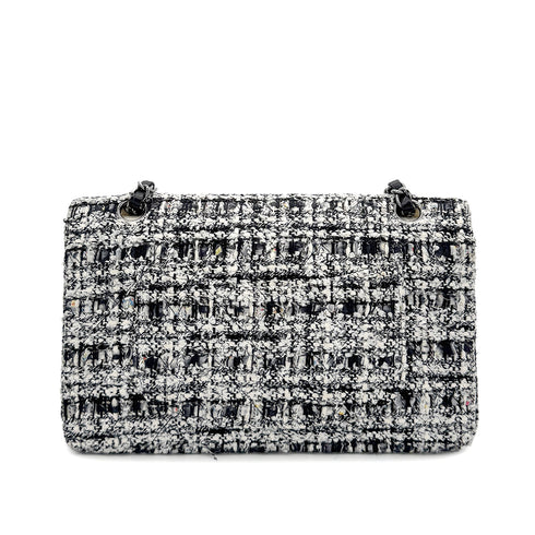 CHANEL VINTAGE MATELASSE CHAIN SHOULDER BAG BLACK WHITE TWEED 90286604 - PURPOSE