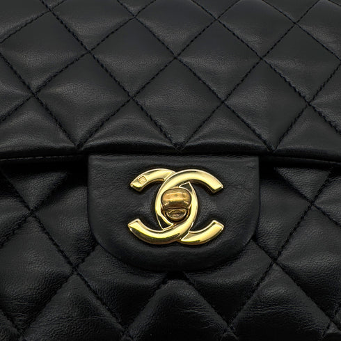 CHANEL VINTAGE CLASSIC FLAP MEDIUM CHAIN SHOULDER BAG BLACK LAMB SKIN 90286625 - PURPOSE