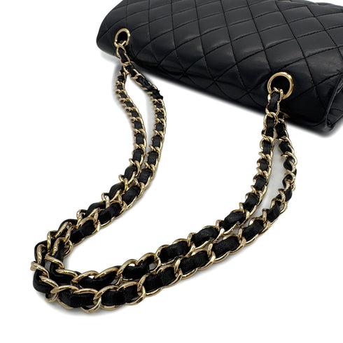 CHANEL VINTAGE CLASSIC FLAP MEDIUM CHAIN SHOULDER BAG BLACK LAMB SKIN 90286625 - PURPOSE
