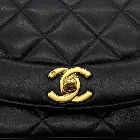CHANEL VINTAGE DIANA SMALL CHAIN SHOULDER BAG BLACK LAMB SKIN 90286626 - PURPOSE