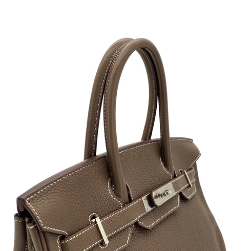 HERMES BIRKIN 30 ETOUPE TAURILLON CLEMENCE HAND BAG □R SHW 90286856 - PURPOSE