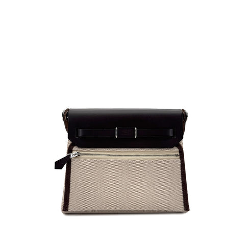 HERMES HER BAG ZIP 20 EBENE ECRU VACHE HUNTER TOILE H SHOULDER BAG K 90286857 - PURPOSE