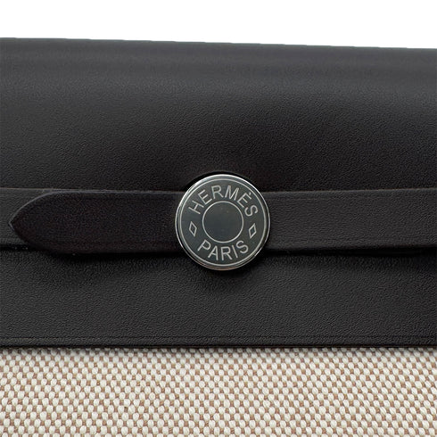 HERMES HER BAG ZIP 20 EBENE ECRU VACHE HUNTER TOILE H SHOULDER BAG K 90286857 - PURPOSE