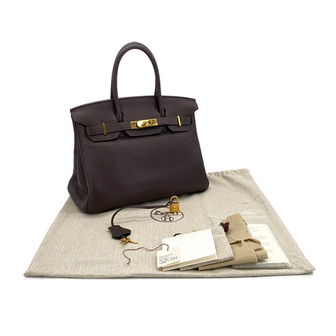 HERMES BIRKIN 30 CHOCOLAT TOGO HAND BAG □N GHW 90286859 - PURPOSE