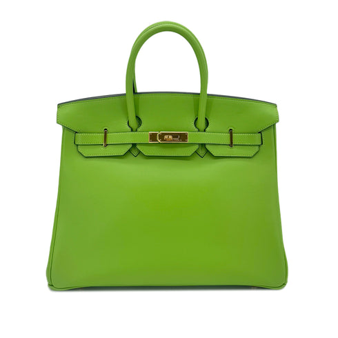 HERMES BIRKIN 35 APPLE GREEN VEAU SWIFT HAND BAG □C GHW 90286860 - PURPOSE