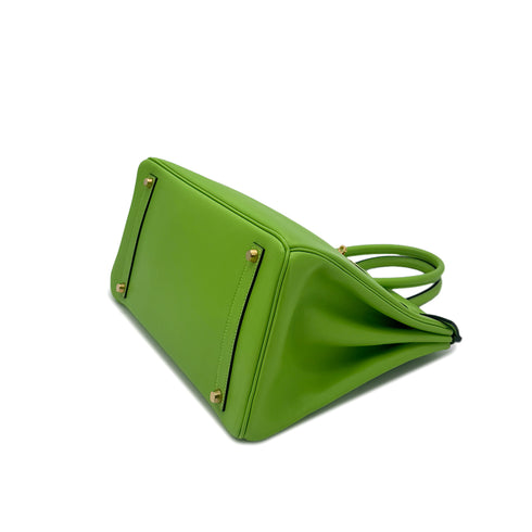 HERMES BIRKIN 35 APPLE GREEN VEAU SWIFT HAND BAG □C GHW 90286860 - PURPOSE