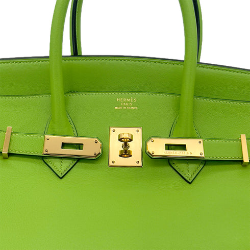 HERMES BIRKIN 35 APPLE GREEN VEAU SWIFT HAND BAG □C GHW 90286860 - PURPOSE