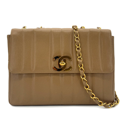 CHANEL VINTAGE MADEMOISELLE CHAIN SHOULDER BAG BROWN CAVIAR SKIN 90286861 - PURPOSE