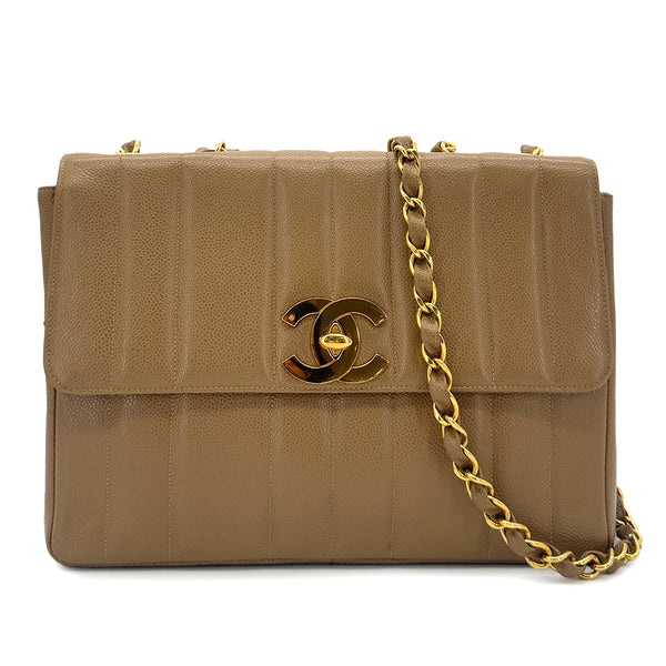 CHANEL VINTAGE MADEMOISELLE CHAIN SHOULDER BAG BROWN CAVIAR SKIN 90286861 - PURPOSE
