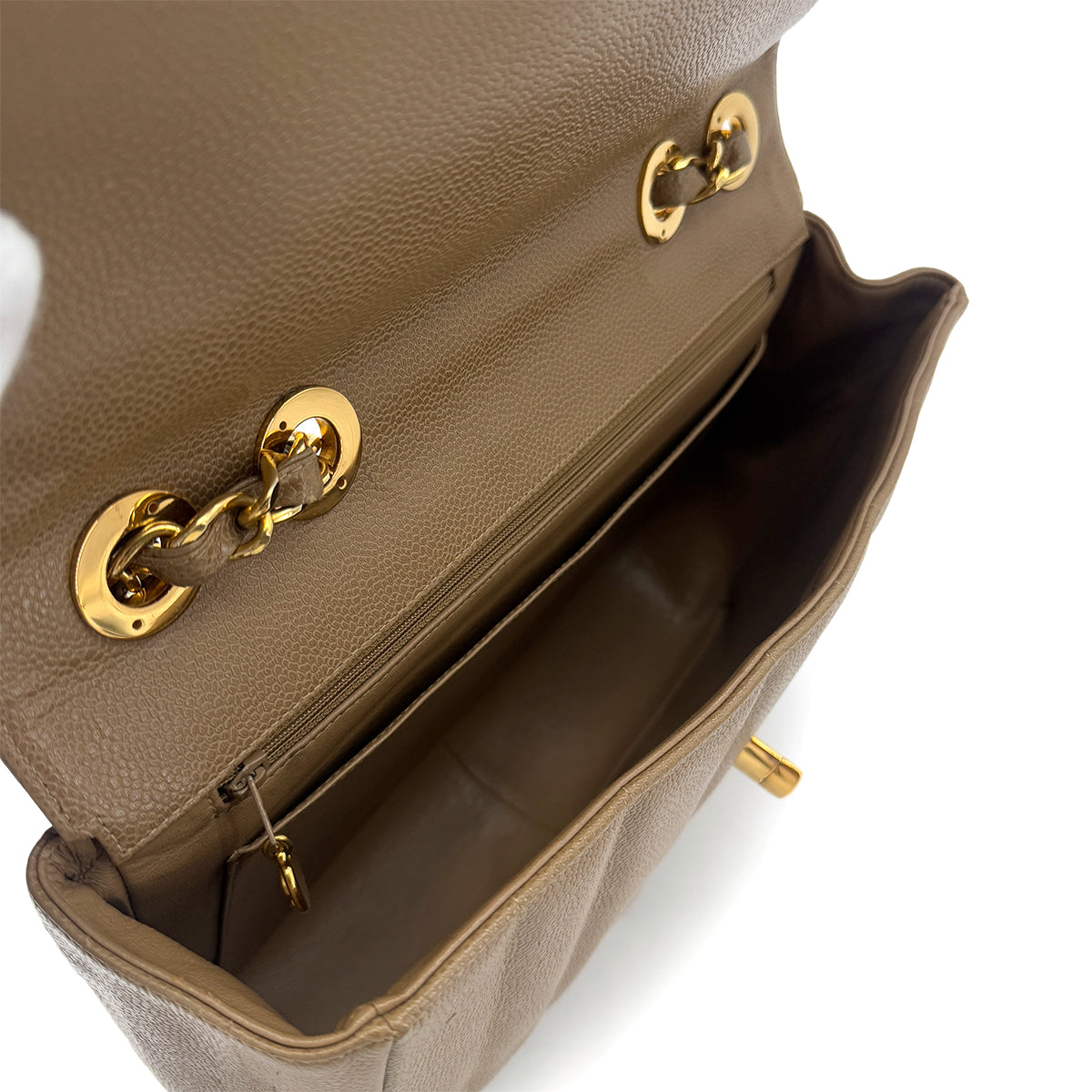 CHANEL VINTAGE MADEMOISELLE CHAIN SHOULDER BAG BROWN CAVIAR SKIN 90286861