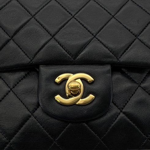 CHANEL VINTAGE CLASSIC FLAP MEDIUM CHAIN SHOULDER BAG BLACK LAMB SKIN 90286862 - PURPOSE