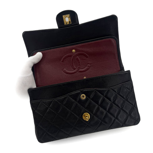 CHANEL VINTAGE CLASSIC FLAP MEDIUM CHAIN SHOULDER BAG BLACK LAMB SKIN 90286862 - PURPOSE