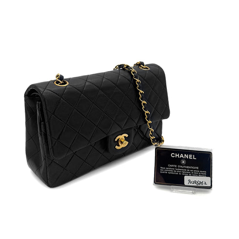 CHANEL VINTAGE CLASSIC FLAP MEDIUM CHAIN SHOULDER BAG BLACK LAMB SKIN 90286862 - PURPOSE