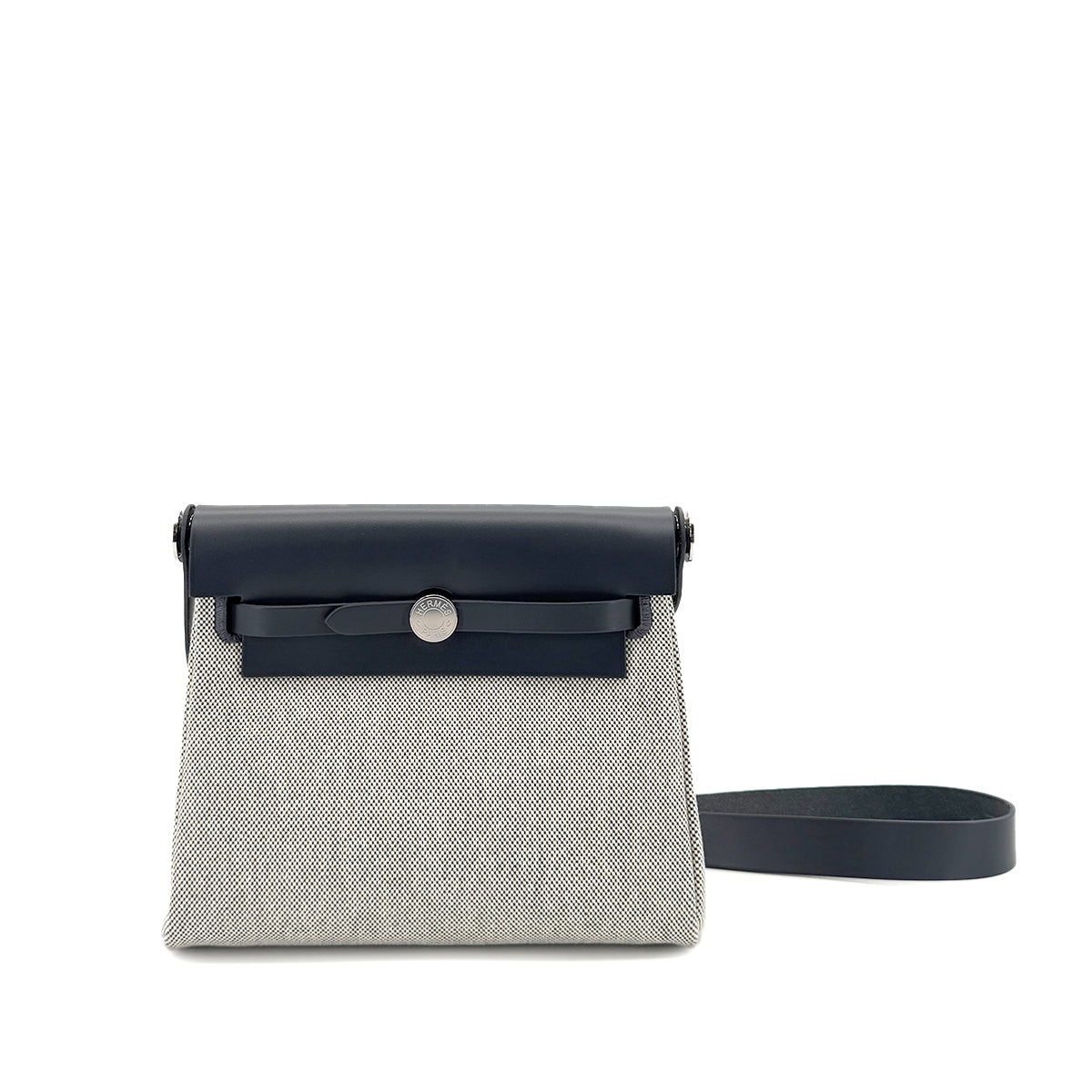 HERMES HERBAG ZIP 20 ARDOISE ECRU VACHE HUNTER TOILE H W 90286863