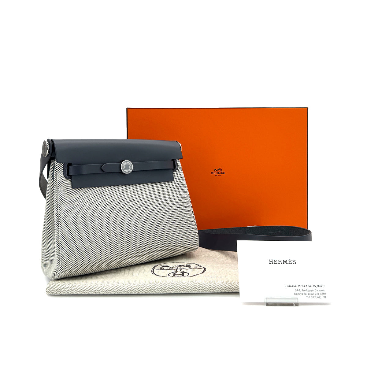 HERMES HERBAG ZIP 20 ARDOISE ECRU VACHE HUNTER TOILE H W 90286863