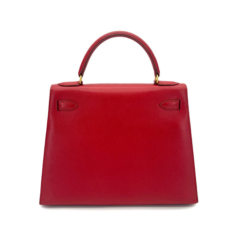 HERMES KELLY 28 SELLIER ROUGE VIF COUCHEVEL HAND SHOULDER BAG 〇X GHW 90286866 - PURPOSE