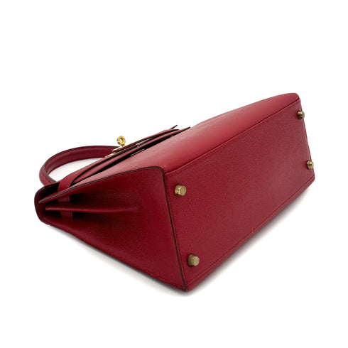 HERMES KELLY 28 SELLIER ROUGE VIF COUCHEVEL HAND SHOULDER BAG 〇X GHW 90286866 - PURPOSE
