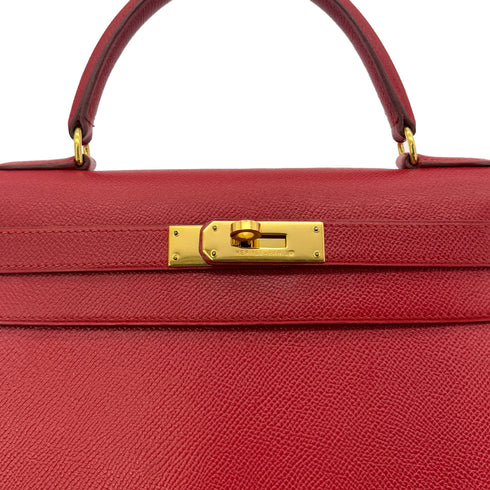 HERMES KELLY 28 SELLIER ROUGE VIF COUCHEVEL HAND SHOULDER BAG 〇X GHW 90286866 - PURPOSE