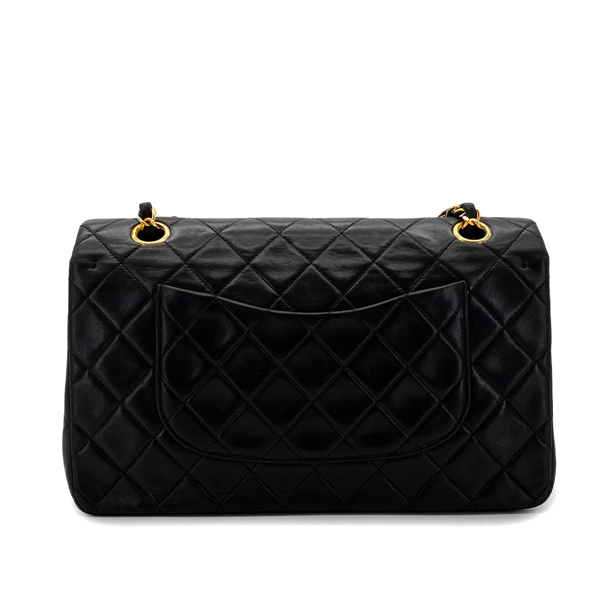 CHANEL VINTAGE CLASSIC FLAP MEDIUM CHAIN SHOULDER BAG BLACK LAMB SKIN 90286868