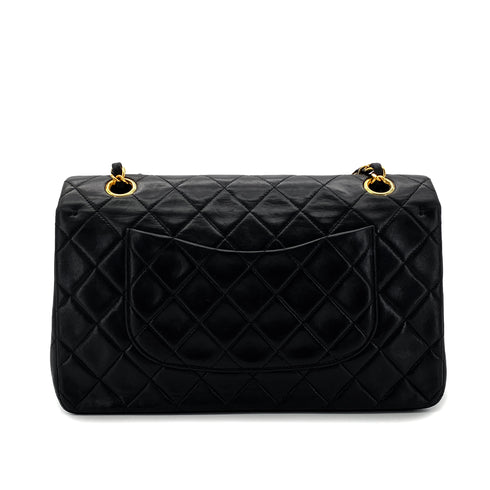 CHANEL VINTAGE CLASSIC FLAP MEDIUM CHAIN SHOULDER BAG BLACK LAMB SKIN 90286868 - PURPOSE