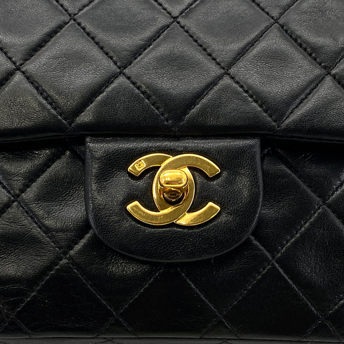 CHANEL VINTAGE CLASSIC FLAP MEDIUM CHAIN SHOULDER BAG BLACK LAMB SKIN 90286868 - PURPOSE