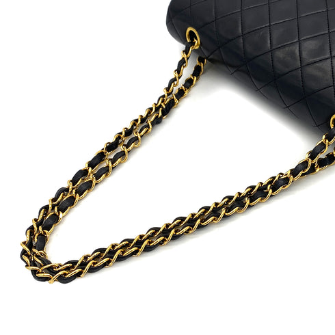 CHANEL VINTAGE CLASSIC FLAP MEDIUM CHAIN SHOULDER BAG BLACK LAMB SKIN 90286868 - PURPOSE