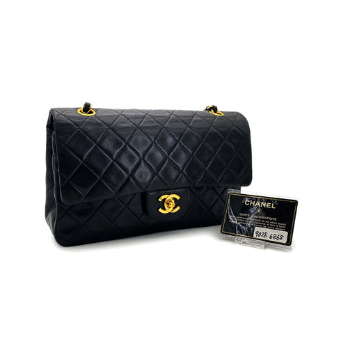 CHANEL VINTAGE CLASSIC FLAP MEDIUM CHAIN SHOULDER BAG BLACK LAMB SKIN 90286868 - PURPOSE