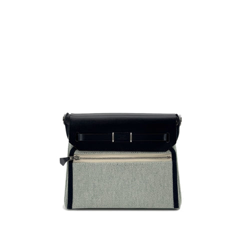 HERMES HER BAG ZIP 20 BLACK VERT MOYEN ECRU VACHE HUNTER TOILE H SHOULDER BAG K 90286869 - PURPOSE