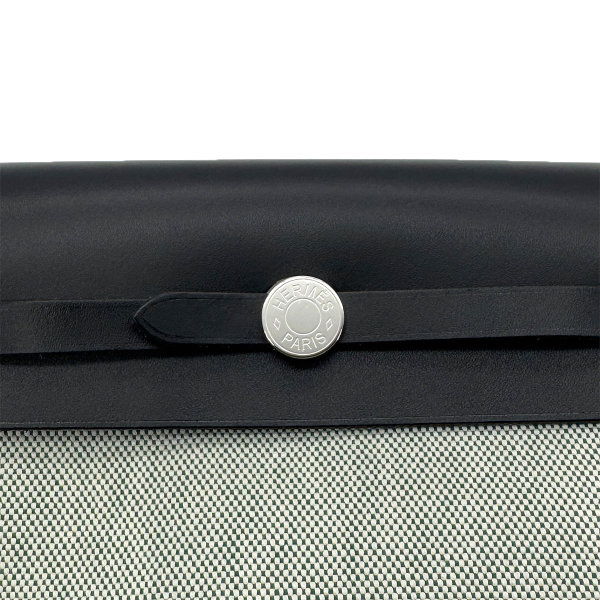 HERMES HER BAG ZIP 20 BLACK VERT MOYEN ECRU VACHE HUNTER TOILE H SHOULDER BAG K 90286869
