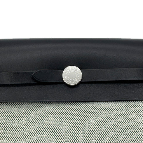 HERMES HER BAG ZIP 20 BLACK VERT MOYEN ECRU VACHE HUNTER TOILE H SHOULDER BAG K 90286869 - PURPOSE