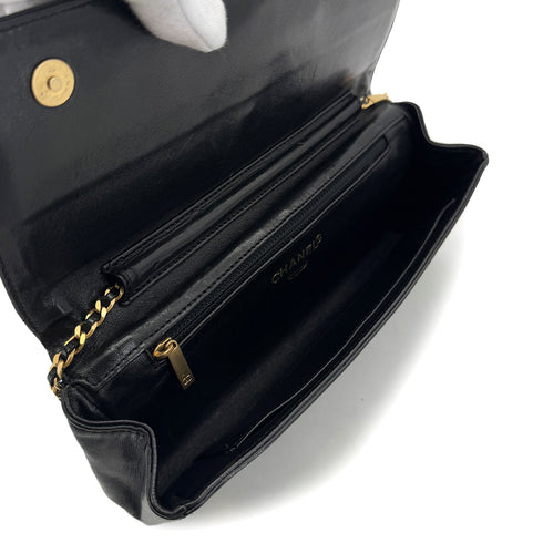 CHANEL VINTAGE STRASS IMPERIAL EAGLE CLUTCH CHAIN SHOULDER BAG COCOMARK RHINESTONE GOLD BLACK LAMB SKIN 90286870 - PURPOSE