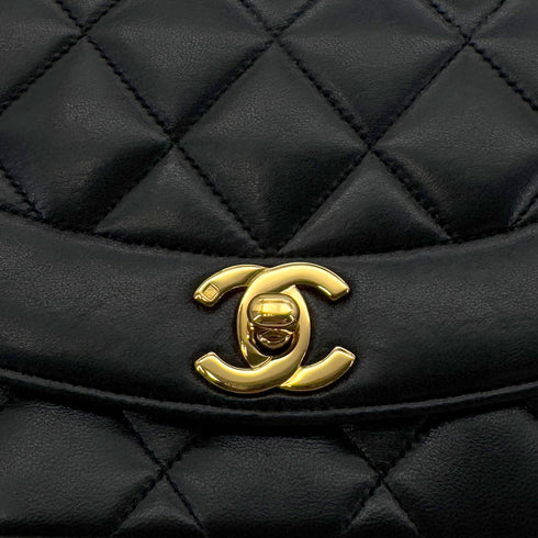 CHANEL VINTAGE DIANA SMALL CHAIN SHOULDER BAG BLACK LAMB SKIN 90286873 - PURPOSE