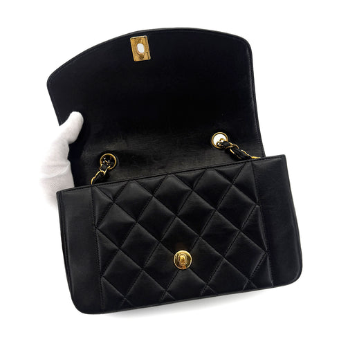 CHANEL VINTAGE DIANA SMALL CHAIN SHOULDER BAG BLACK LAMB SKIN 90286873 - PURPOSE