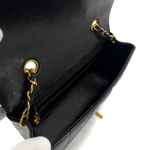 CHANEL VINTAGE DIANA SMALL CHAIN SHOULDER BAG BLACK LAMB SKIN 90286873 - PURPOSE