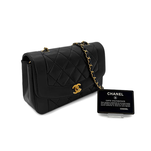 CHANEL VINTAGE DIANA SMALL CHAIN SHOULDER BAG BLACK LAMB SKIN 90286873 - PURPOSE