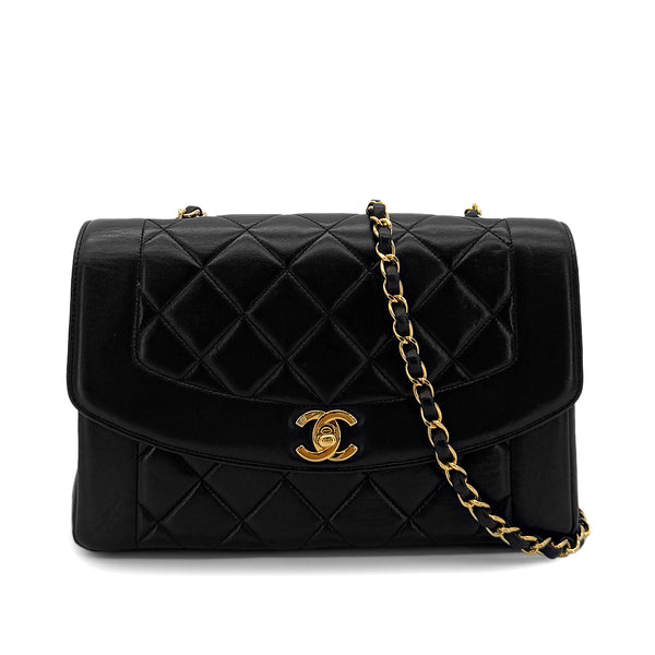 CHANEL VINTAGE MATELASSE CHAIN SHOULDER BAG BLACK LAMB SKIN 90286874 - PURPOSE