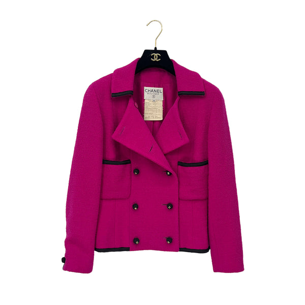 CHANEL VINTAGE COCO BUTTON TWEED JACKET PINK WOOL 36 RTW 90286878