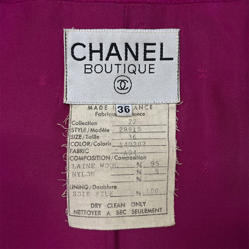 CHANEL VINTAGE COCO BUTTON TWEED JACKET PINK WOOL 36 RTW 90286878 - PURPOSE