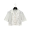 CHANEL VINTAGE COCO BUTTON FRONT SHORT SLEEVE BLOUSE WHITE GOLD COTTON RTW 90286880 - PURPOSE