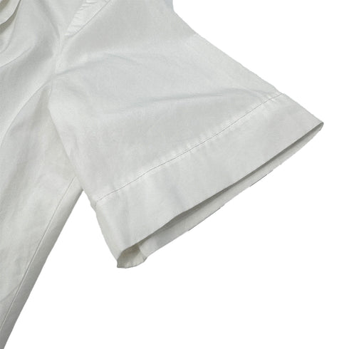 CHANEL VINTAGE COCO BUTTON FRONT SHORT SLEEVE BLOUSE WHITE GOLD COTTON RTW 90286880 - PURPOSE