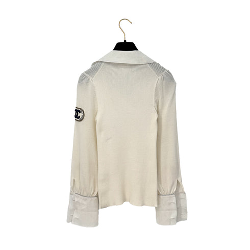 CHANEL COCOMARK KNIT TOPS WHITE COTTON 36 08C RTW 90286885
