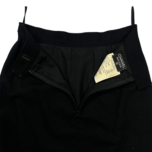 CHANEL VINTAGE COCO BUTTON PENCIL SKIRT BLACK WOOL 38 94A RTW 90286889 - PURPOSE