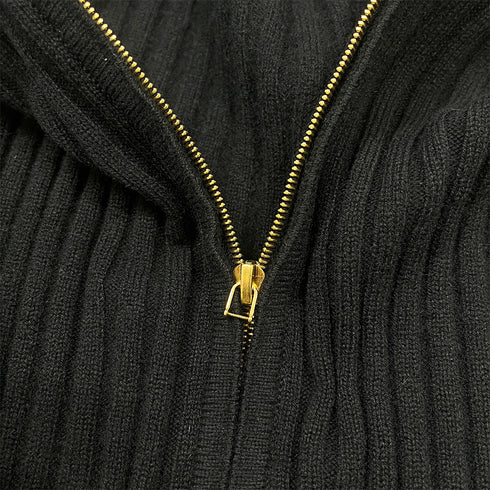 CHANEL VINTAGE COCOMARK LOGO PATCH ZIP LIB KNIT TOPS BLACK CASHMERE 44 96A RTW 90286890 - PURPOSE
