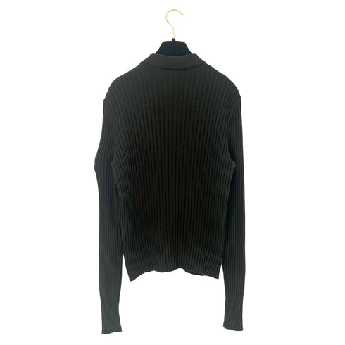 CHANEL VINTAGE COCOMARK LOGO PATCH ZIP LIB KNIT TOPS BLACK CASHMERE 44 96A RTW 90286890 - PURPOSE