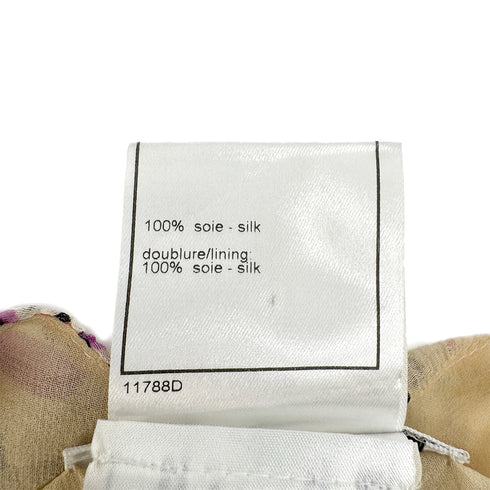 CHANEL VINTAGE COCO BUTTON CAMELLIA HALF SLEEVE TOPS BEIGE SILK 38 01S RTW 90286894