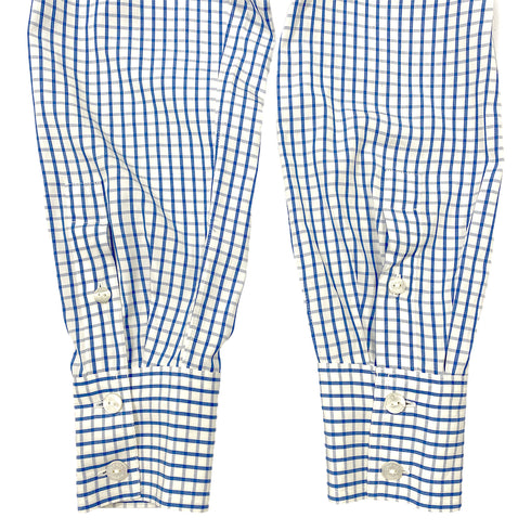 CHANEL COCOMARK GINGHAM CHECK BLOUSE BLUE WHITE COTTON RTW 90286902